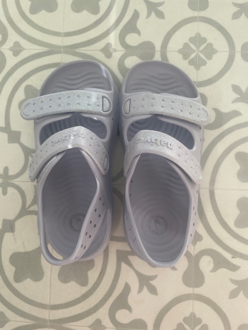 Native Kids Purple and Silver Glitter Sandal Slides